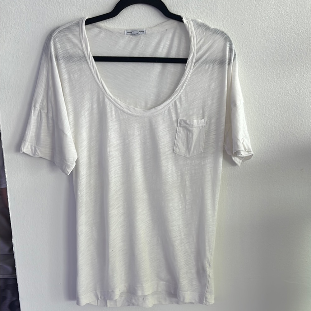 James Perse White Scoop Neck T-Shirt